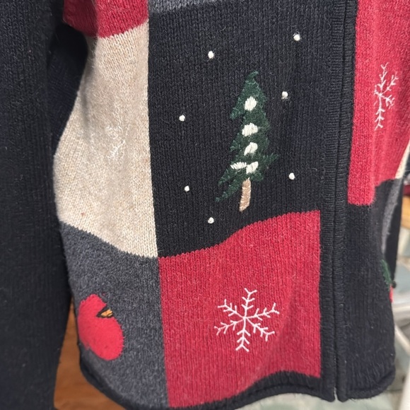Croft & Barrow Multicolor Full Zip Reindeer Christmas Tree Knit Sweater Small - Picture 8 of 14